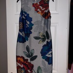 Calvin Klein Gray Floral Midi Dress